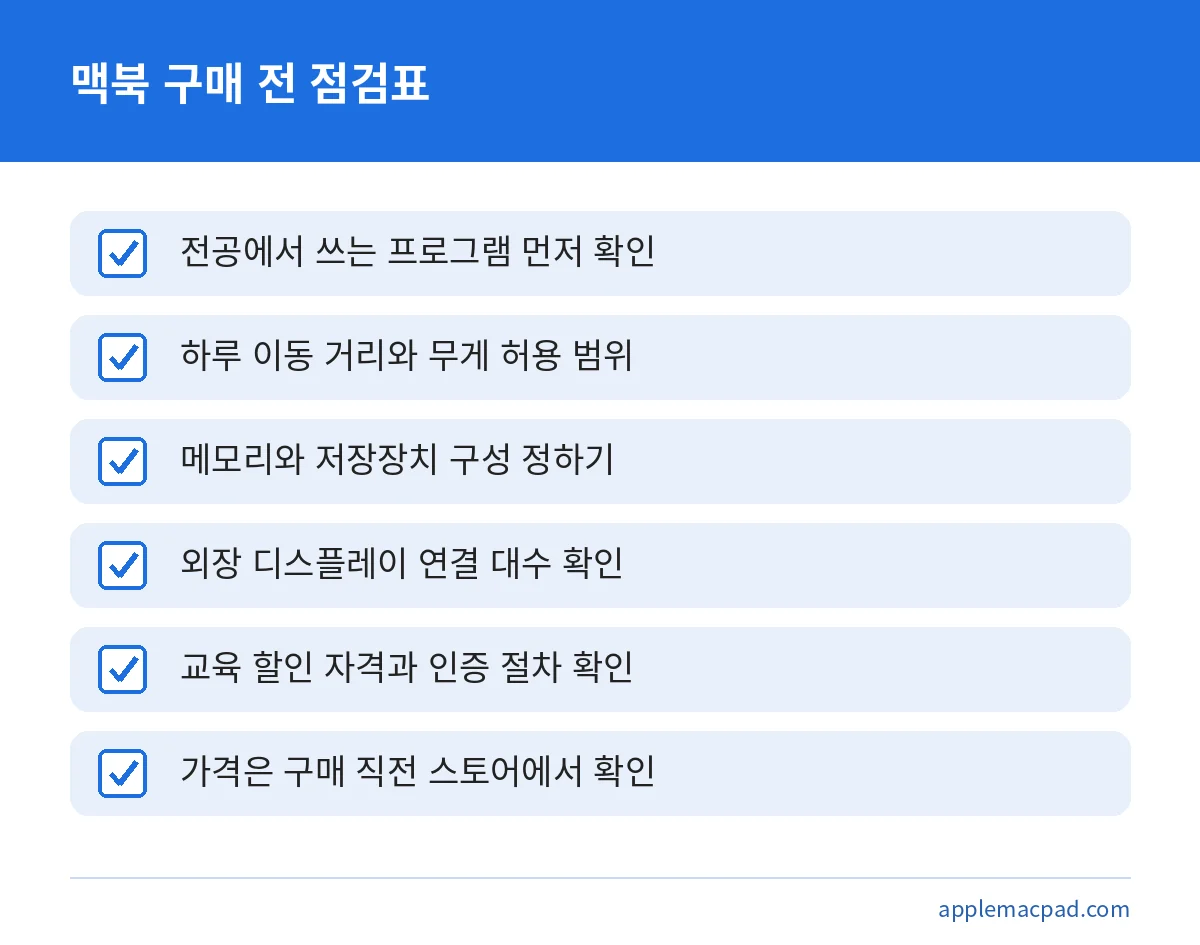 대학생 맥북 구매 전에 확인할 여섯 가지 점검표