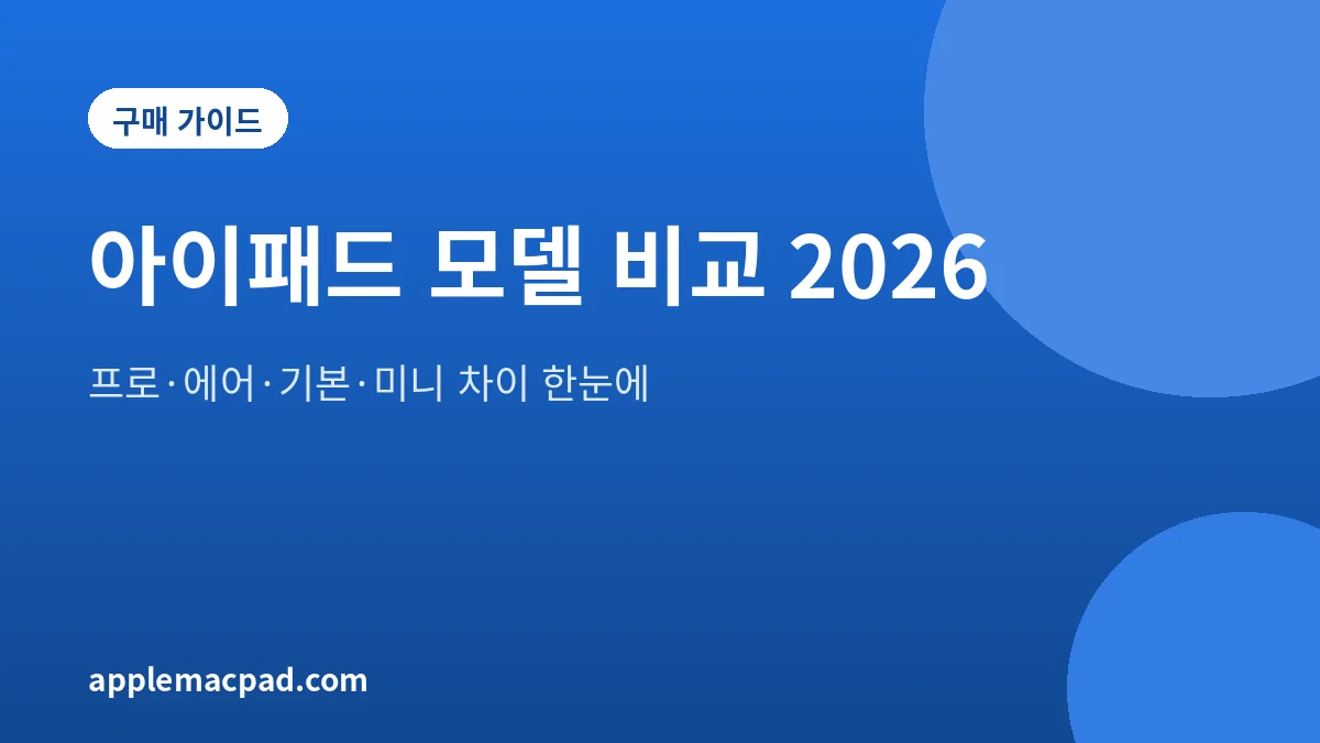 2026년 아이패드 프로, 에어, 기본, 미니 모델 비교 안내 그림