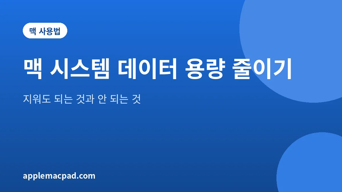 맥 시스템 데이터 용량을 안전하게 줄이는 방법을 정리한 대표 그림